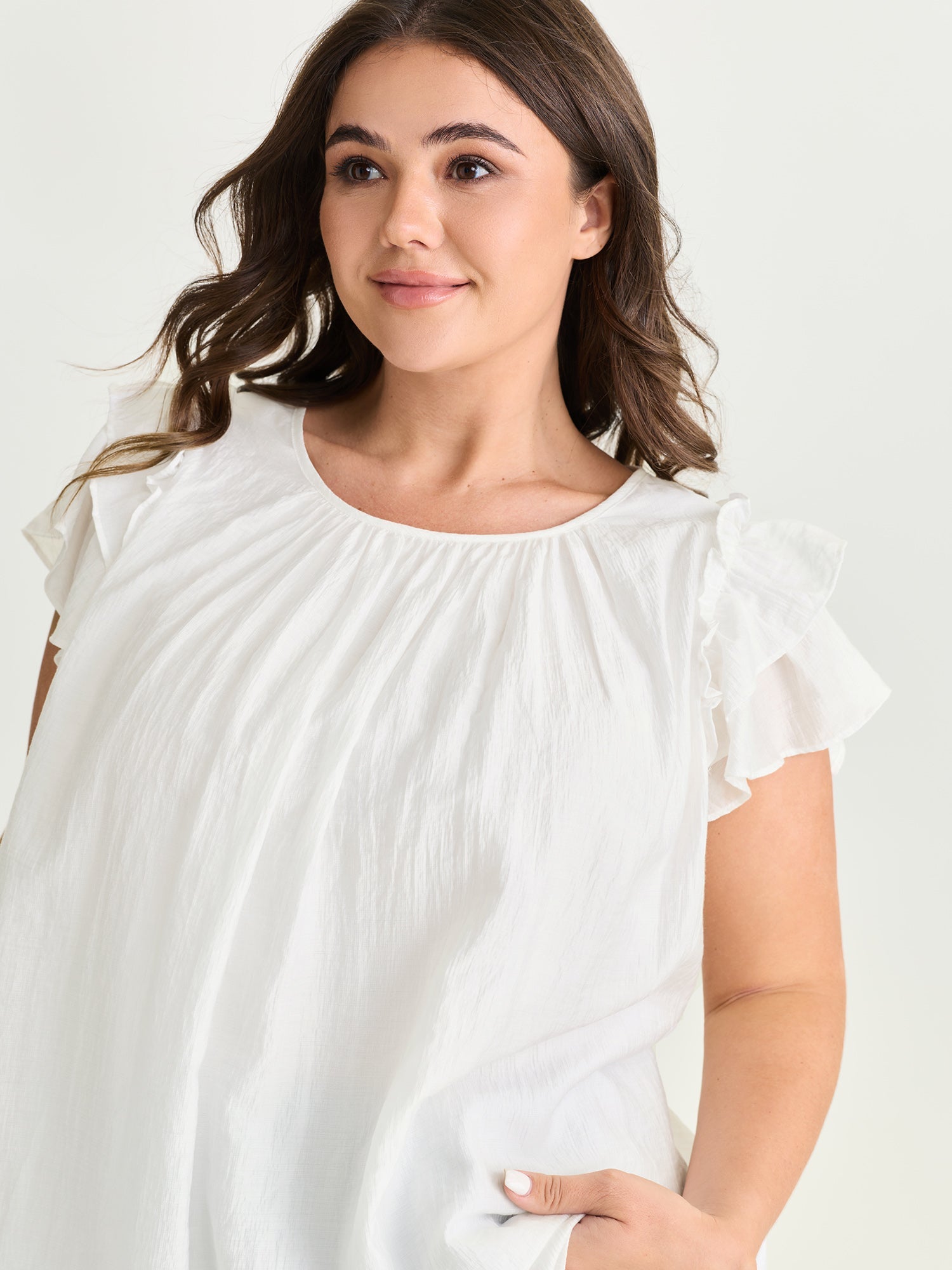 Supersoft Lotus Leaf Sleeve Flowy Blouse
