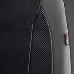 Flying Banner car seat Covers Protects Water Proof Faux Leather Carbon Fiber Front and Rear Bench (Gray Black, Full Set - 9PCS)