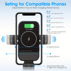 Wireless Car Charger, 15W Qi Fast Charging Auto Clamping Car Charger Phone Mount, Dashboard Air Vent Phone Holder, For  14/13/12/11/X, For Samsung For Galaxy S22+/S21/S10/Note 20