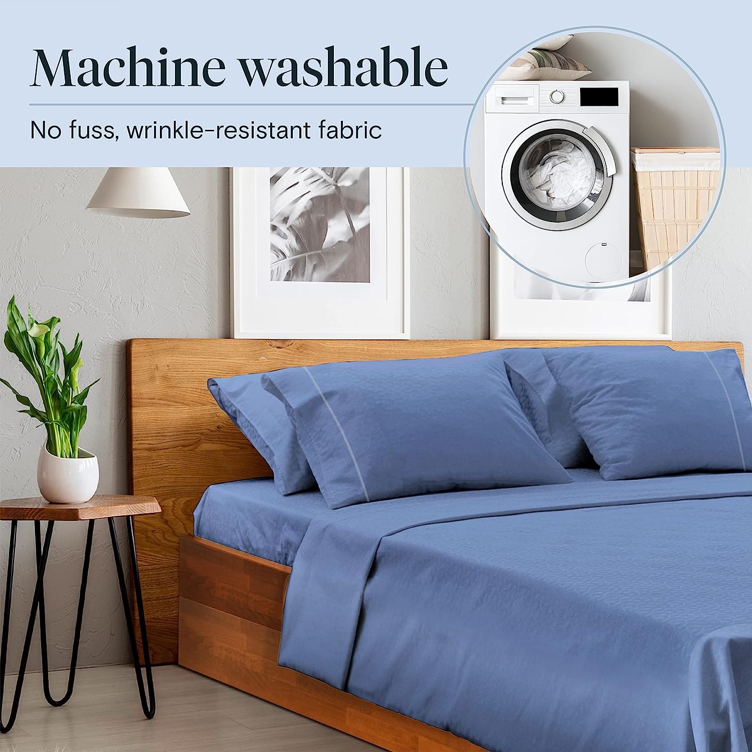 LuxClub 6 PC Full Size Sheet Set Bamboo Sheets Deep Pockets 18" Eco Friendly Wrinkle Free Cooling Sheets Machine Washable Hotel Bedding Silky Soft - Oxford Full
