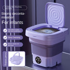 Portable Foldable Mini Washing Machine 8L High Capacity With 3 Modes Deep Cleaning Half Automatic Washt Soft Spin Dry For RV Travel, Camping