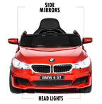 Ride on car BMW 6 GT 12V powered toy For Kids with Remote Control Leather Seat LED lights - Red