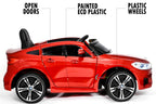 Ride on car BMW 6 GT 12V powered toy For Kids with Remote Control Leather Seat LED lights - Red