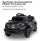 Electric Cars for Boys Girls Christmas Gifts, 6V Power Wheels for Kids Toddler 2-5, Battery-Powered Ride On Truck Car RC Toy, Safe Ride On Toys for Christmas Gifts, 3 Speeds, LED Lights, Black, Q6862