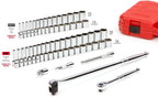 TEKTON 3/8 Inch Drive 6-Point Socket &amp; Ratchet Set, 74-Piece (1/4-1 in., 6-24 mm) | SKT15311