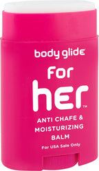 Body Glide For Her Anti Chafe Balm1.5oz: anti chafing stick with added emollients. Prevent rubbing leading to chafing, raw skin, and irritation. Use for arm, chest, bra, butt, groin, and thigh chafing