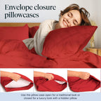 LuxClub Twin XL Sheets Set - Soft Twin Bed Sheets for Boys and Girls, 4 PC Deep Pockets 18" Eco Friendly Wrinkle Free Kids Fitted Sheets Machine Washable Hotel Bedding Silky Soft - Red Twin XL