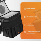 HOTOR Car Trash Can-2-Gallon, Foldable and Waterproof Car Accessory for Interior, Leakproof Car Organizer and Storage Bag, Multipurpose Bin with Adjustable Straps and Multiple Pockets (Black)