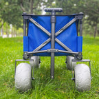 Sorin Outdoor Heavy Duty Collapsible Foldable Beach Cart with Balloon Wheels for Sand Garden Wagon Camping Beach Wagon with Balloon Tires Cart for Beach with Big Wheels Inflatable Tires
