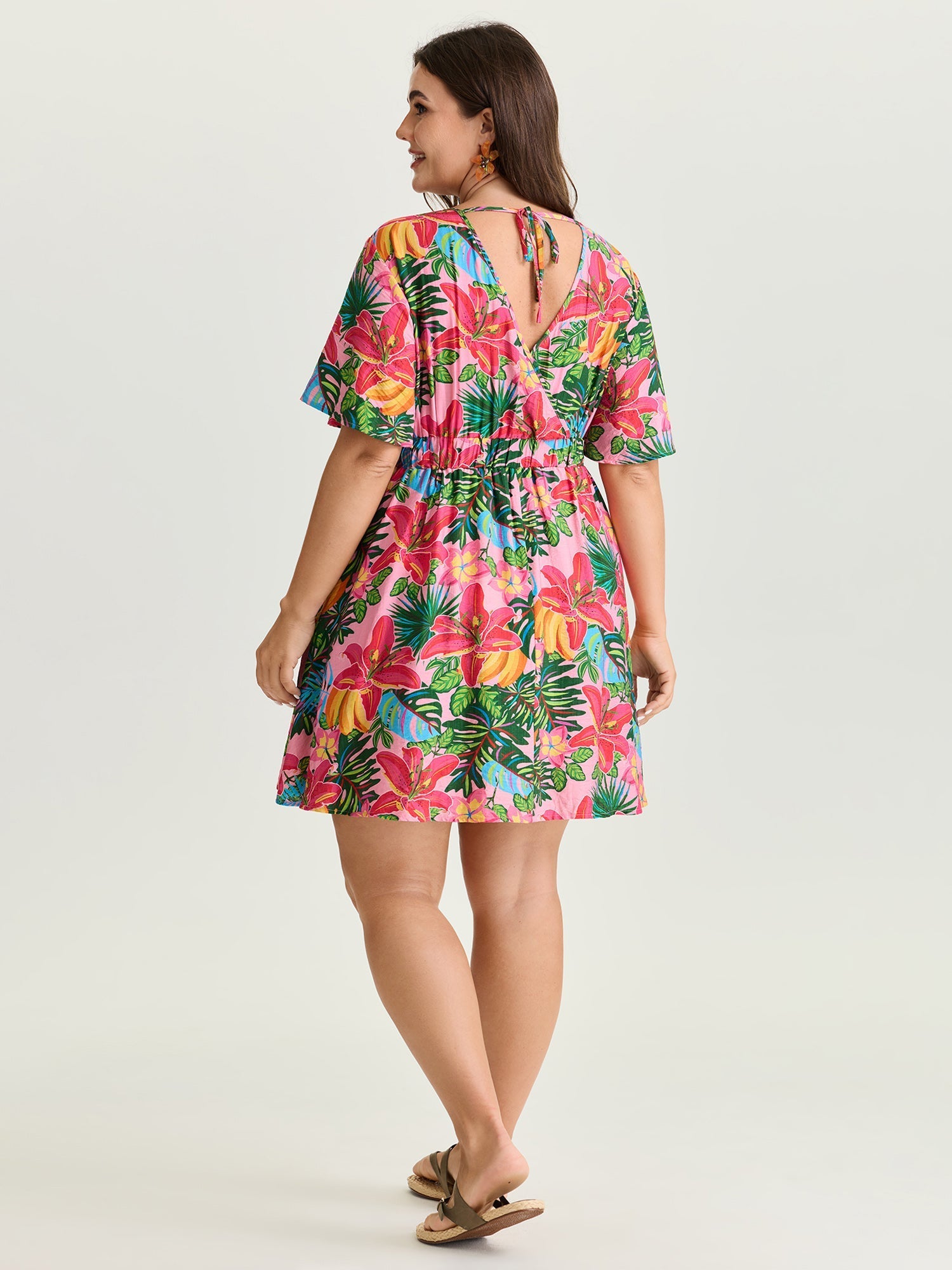 Bright Floral Print Built-In Shorts Mini Dress