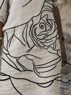 Fashion Rose Print V-neck Dress