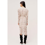 long sleeve asymmetric midi dress