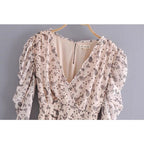 long sleeve asymmetric midi dress