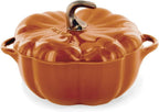 STAUB Ceramic Pumpkin Dish, .75 Qt, 24-oz, Burnt Orange, Oven Safe