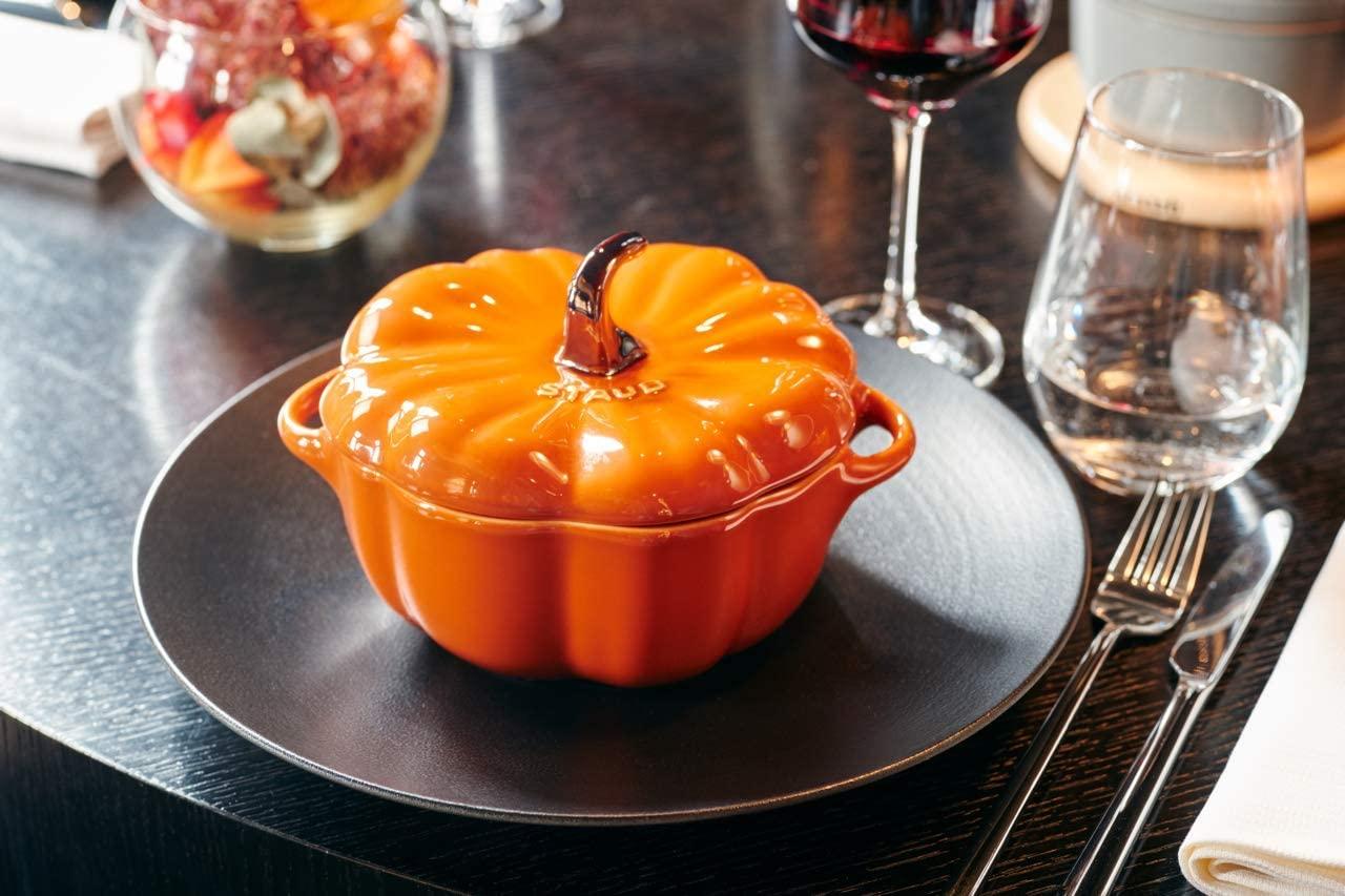 STAUB Ceramic Pumpkin Dish, .75 Qt, 24-oz, Burnt Orange, Oven Safe