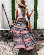 fashion print irregular hem flowy skirt