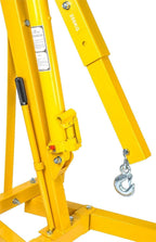 JEGS 1/2-Ton Automotive Shop Crane | Up To 1,000 LBS Capacity | 29” to 44” WorBoom Ran| Lifting Ran12” - 88” | Folds For Stora| Uses 4 Caster Wheels | Steel With Yellow Finish