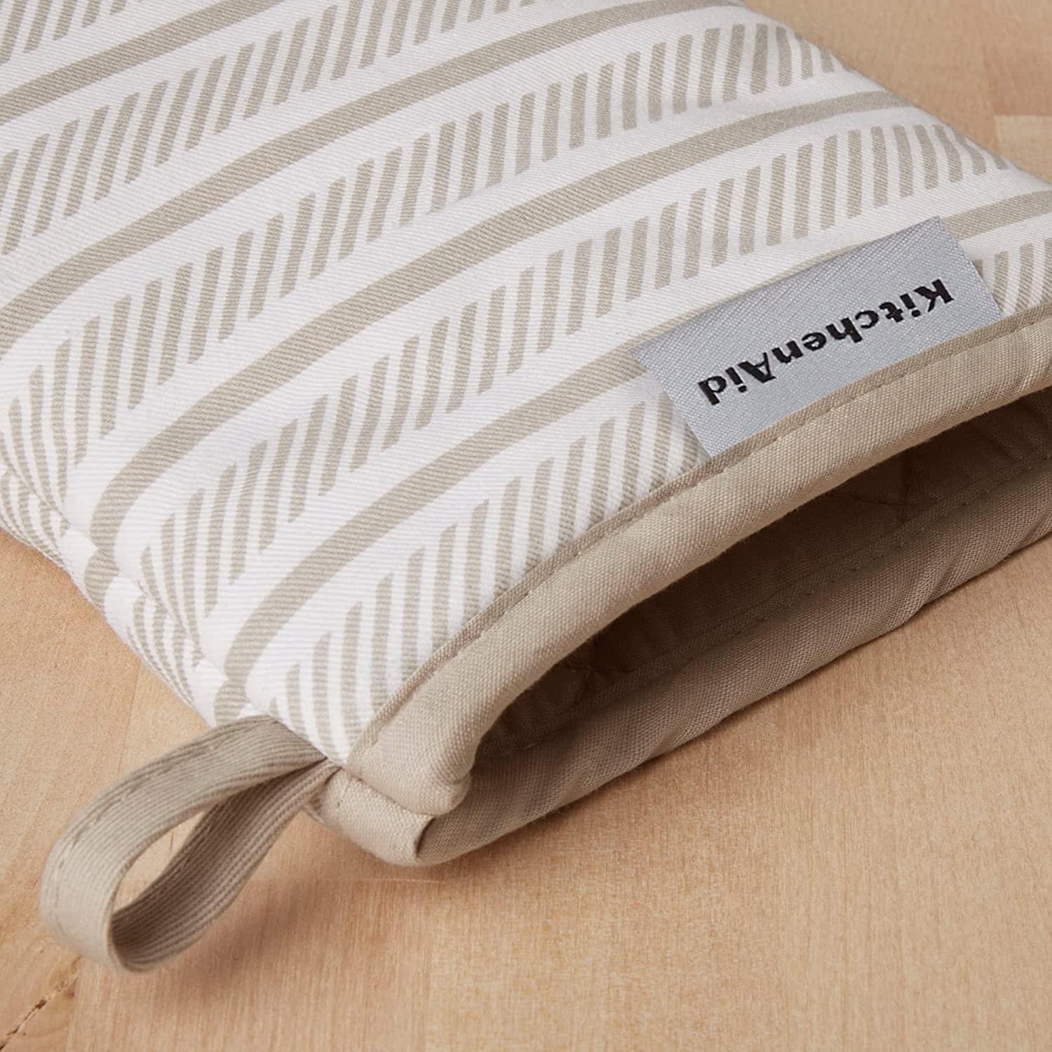 KitchenAid Albany Mini Cotton Oven Mitts with Silicone Grip, 5.5"x8", Milkshake 2 Count