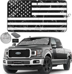 Autoamerics 1-Piece Windshield Sun Shade Grunge B&amp;W American Flag USA  - Foldable Car Front Window Sunshade for Most Sedans SUV Truck - Blocks Max UV Rays and Keeps Your Vehicle Cool - X-Large
