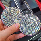 2pcs Bling Car Cup Holder Coaster, 2.75 inch Anti-Slip Shockproof Universal Fashion Vehicle Car Coasters Insert Rhinestone Auto Automotive Interior Accessories for Women (2 pcs, Colorful)