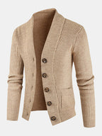 mens plain butt front thick double pockets cotton raglan sleeve sweater coat