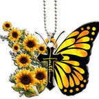 1pc Butterfly Cross Car Ornament, Christmas Tree Decoration Hanging Ornament Keychain Accessories Car Interior Accessories Couple Gifts