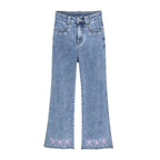 embroidery high waist pants vintage