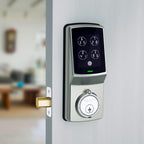 Model-S Satin Nickel Single-Cylinder Smart Deadbolt Lock with Keypad, Bluetooth and Discrete PIN Code Input