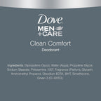 Dove Men+Care Deodorant Stick Moisturizing Deodorant For 72-Hour Protection Clean Comfort Aluminum Free Deodorant For Men, 3 Ounce (Pack of 2)