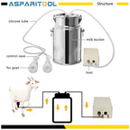 Goat MilMachine 7L Milk Machine Electric Automatic Goat Milker with Continuously Adjustable Suction Vacuum Pump & Portable  Bucket for Livestock
