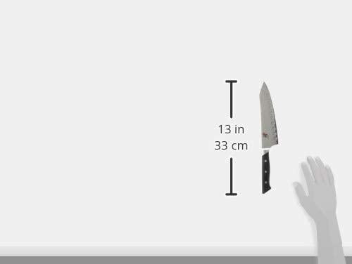 Miyabi Fusion Morimoto Edition Hollow Edge Rocking Santoku Knife, 7-inch, Black w/Red Accent/Stainless Steel