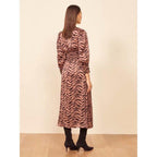 leopard v-neck midi dress