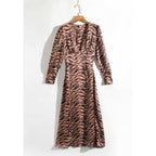 leopard v-neck midi dress