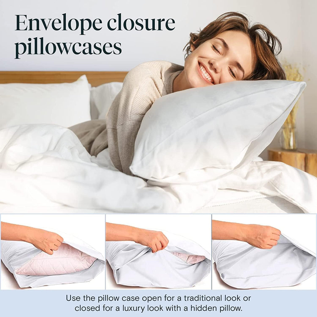 LuxClub 6 PC Extra Deep Pocket Full Size Sheets &amp; Pillowcases Set - Hotel Bedding Silky Soft Eco Friendly Wrinkle Free Ultra Soft Cooling Bed Sheet Set deep Pocket up to 21" (Full, White)