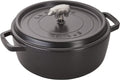 Staub Cast Iron 6-qt Cochon Shallow Wide Round Cocotte - Matte Black, Made in France