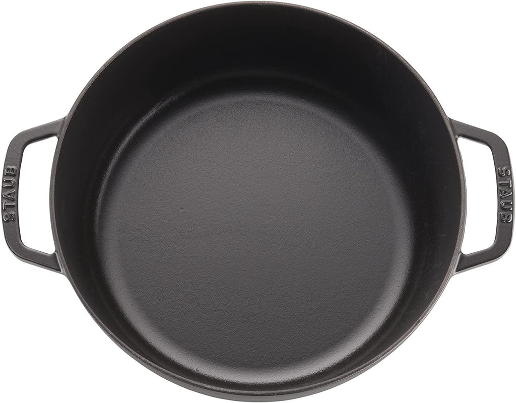 Staub Cast Iron 6-qt Cochon Shallow Wide Round Cocotte - Matte Black, Made in France