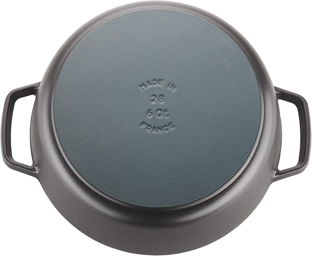 Staub Cast Iron 6-qt Cochon Shallow Wide Round Cocotte - Matte Black, Made in France