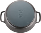 Staub Cast Iron 6-qt Cochon Shallow Wide Round Cocotte - Matte Black, Made in France