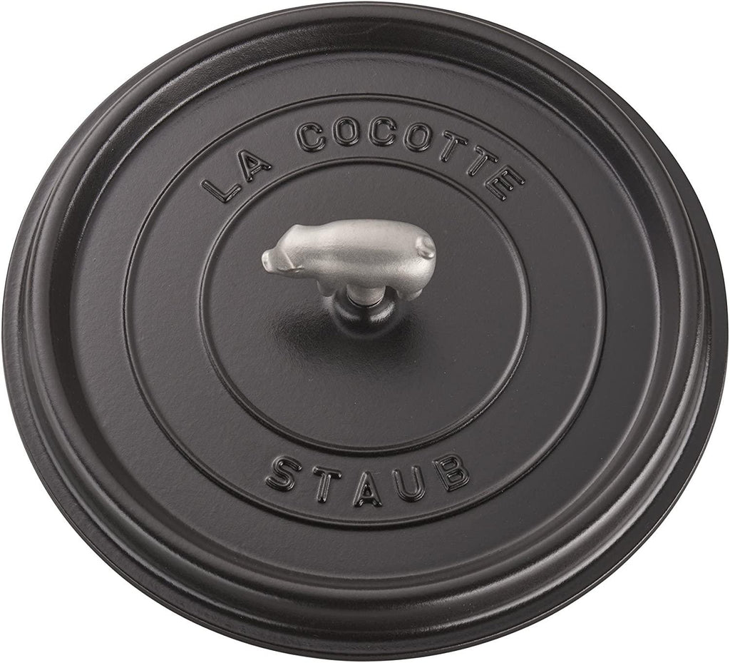 Staub Cast Iron 6-qt Cochon Shallow Wide Round Cocotte - Matte Black, Made in France