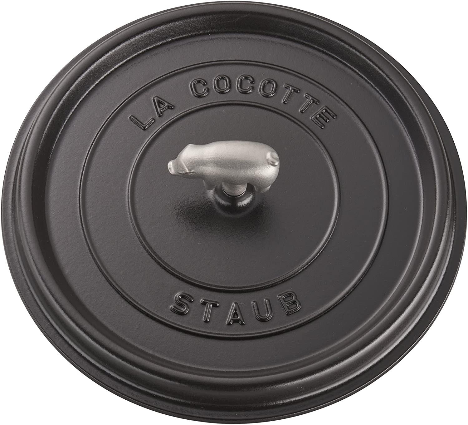 Staub Cast Iron 6-qt Cochon Shallow Wide Round Cocotte - Matte Black, Made in France