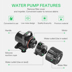 VIVOSUN 9000 GPH Submersible Water Pump 620W Pond Pump Ultra Quiet Aquarium Pump with 26.9 FT. Lift Height for Pond Waterfall, Fish Tank, Statuary, or Hydroponics