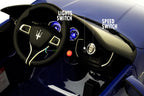 12V Maserati Ghibli Ride on electric power car For Kids Remote Control MP3 LED lights Opening doors - Blue
