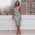 sleeveless split party midi dress