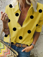 Polka Dot A Lapel Long Sleeve Blouse