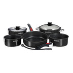 "Nesting" 10-Piece Induction Compatible Cookware - Jet Black Exterior & Sl