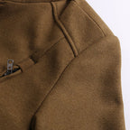 casual thick stand collar patchwork single breasted woolen coat for men