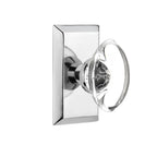 Studio Plate 2-3/8 in. Backset Bright Chrome Privacy Bed/Bath Oval Clear Crystal Glass Door Knob