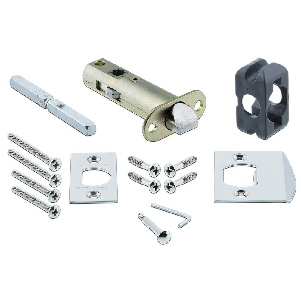 Studio Plate 2-3/8 in. Backset Bright Chrome Privacy Bed/Bath Oval Clear Crystal Glass Door Knob
