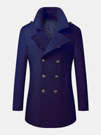 mens woolen double breasted lapel collar british style overcoats