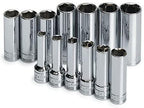 SK Professional Tools 1863 13-Piece 3/8 in. Drive 6-Point Deep Metric Socket Set - Chrome Socket Set with Super Chrome Finish | Set of 13 Sockets Made in USA